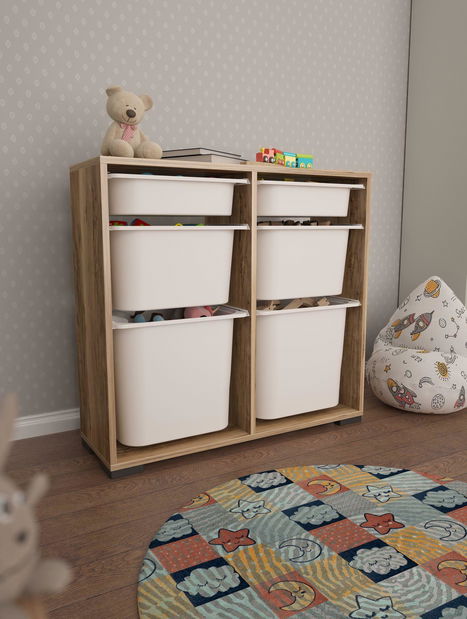 Organizér na hračky Dremonka 5 (ořech + bílá)