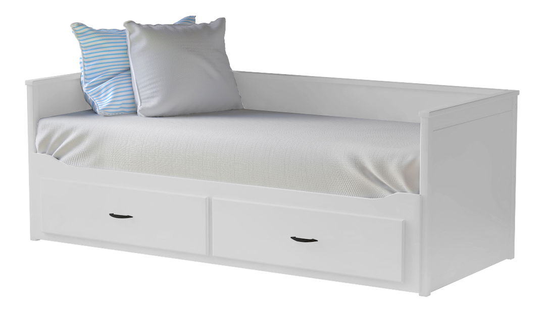 Rozkládací postel 80 cm Daybed Comfort (s roštem a úl. Prostorem) (bíla)
