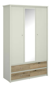 Šatní skříň Kodro 3 (kašmír + dub evoke) (se zrcadlem)