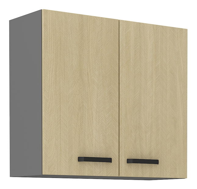 Horní kuchyňská skříňka Scarmi 80 G-72 2F (Antracit + Herringbone scandi)