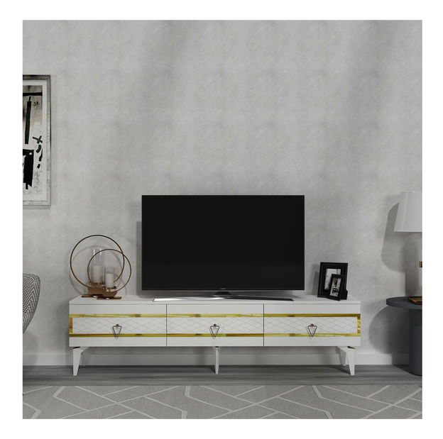 TV stolek/skříňka Vadiki 2 (bílá + zlatá)