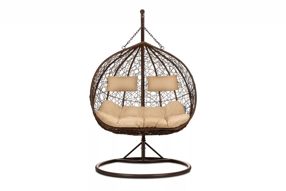 Závěsné dvojkřeslo Cleopatra (hnědá + béžová)