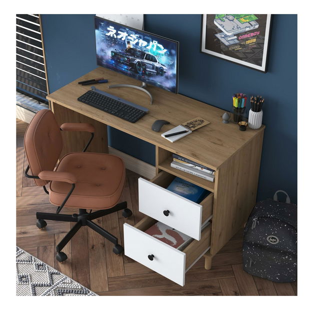 PC stolek Sikine 3 (ořech + bílá)