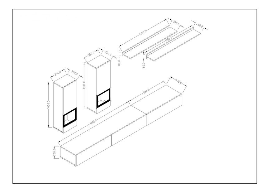 Obývací stěna Alease Typ 10 (černá + lesk černý)