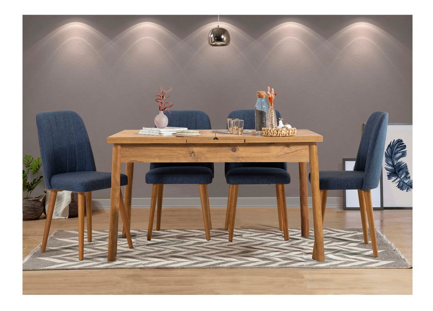 Jídelní set Vlasta 5 (borovice atlantická + námořnická modrá) (pro 4 osoby)