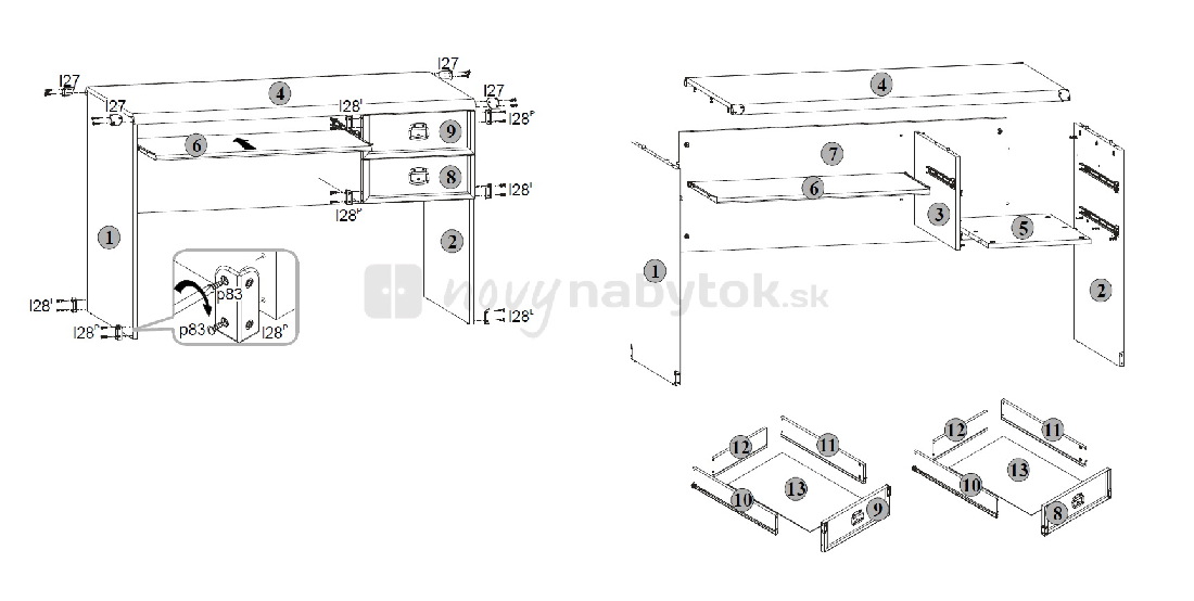 PC stolek BRW INDIANA JBIU 2S (Dub sutter)