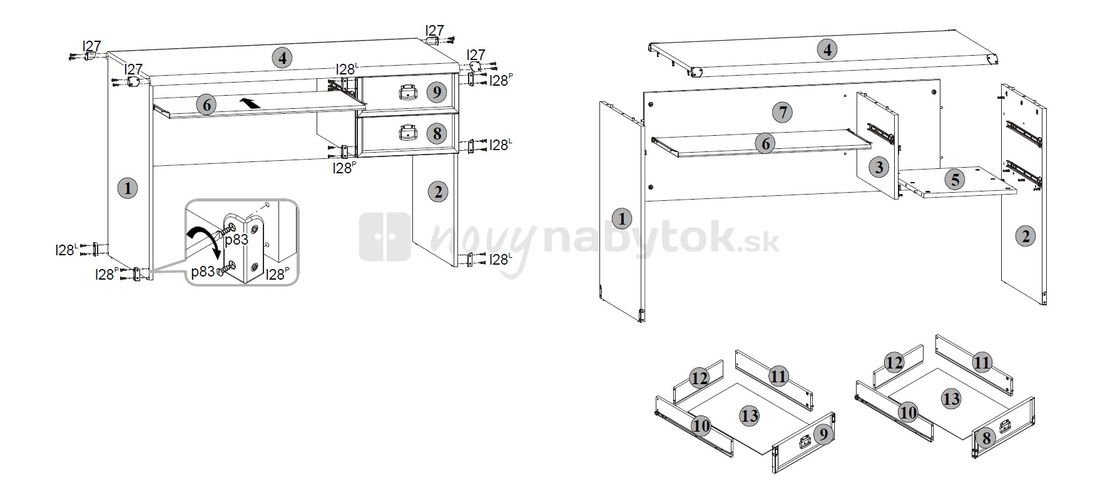 PC stolek BRW INDIANA JBIU 2S (Borovice antická)
