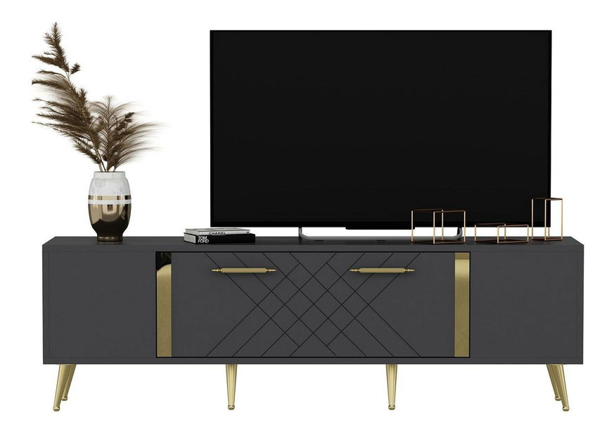 TV stolek/skříňka Tunini (antracit + zlatá)
