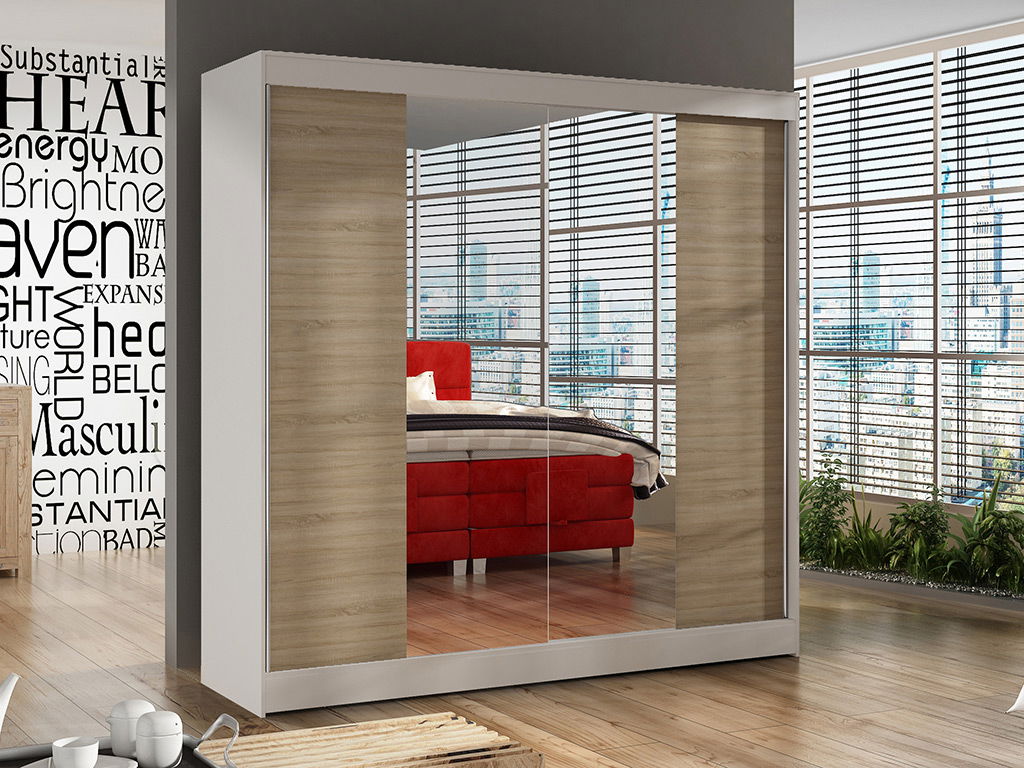 Šatníková skříň Birdie 2 (bílá + dub sonoma)