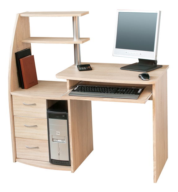 PC stolek Viking dub sonoma (s regálem)