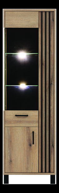 Vitrína Neo NE5 (P) (dub evoke + černá matná)