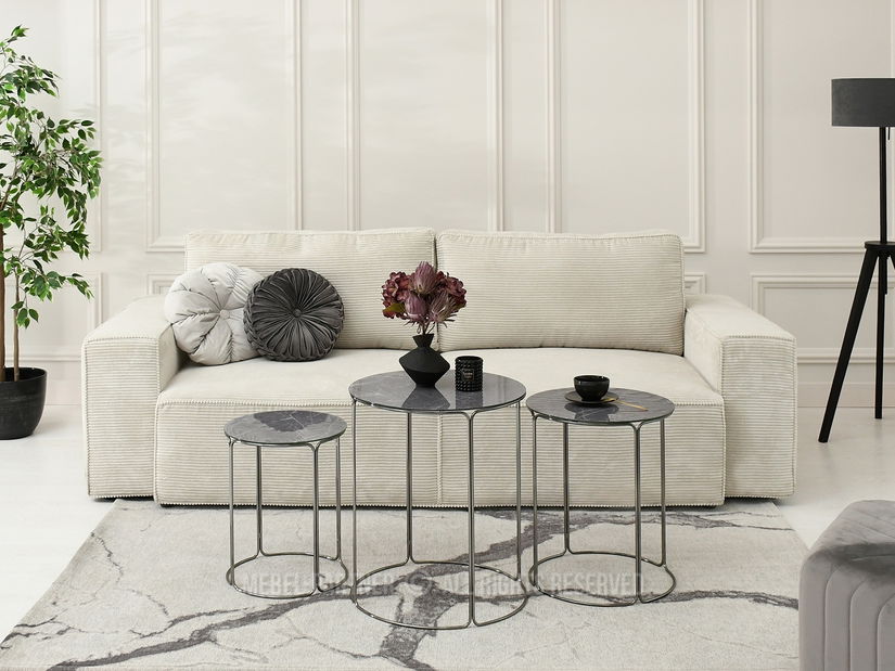 Konferenční stolek Belianni Zest (šedý mramor + nikl)