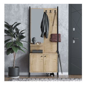 Předsíňová sestava Aliex 32 (dub + černá) (se zrcadlem)