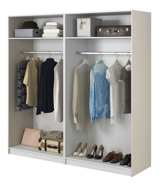 Šatní skříň Moonie III (šedobéžová + bílá)