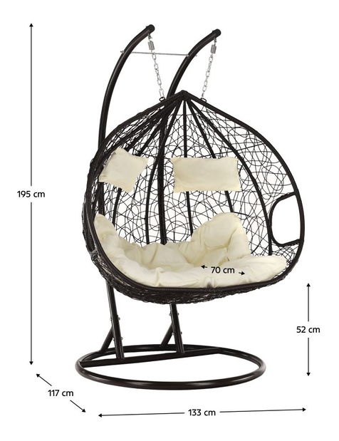 Závěsné houpací dvoukřeslo Dalvoa 2 (hnědá + krémová)