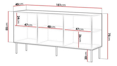 Skříňka Godzes Bis 150 3D (bílá + černá)