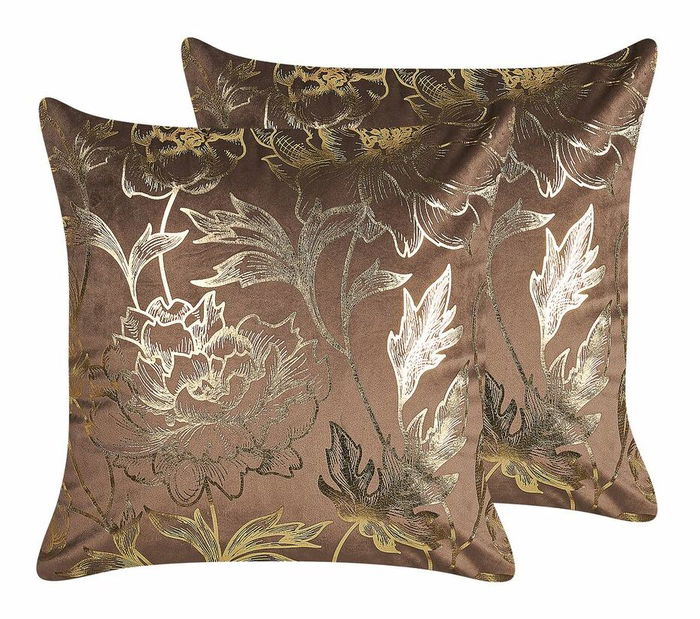 Sada 2 ozdobných polštářů 45 x 45 cm Daffo (hnědá)