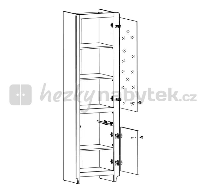 Vitrína BRW Alevil REG1W1D1S