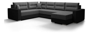 Rohová sedačka ve tvaru U Glide 3 (tmavě šedá + černá) (L)