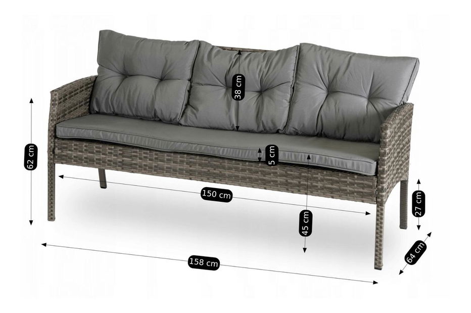 Zahradní set Adaptarlas (šedá) (pro 7 osob)