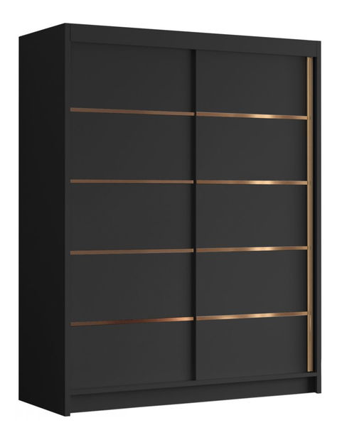 Šatní skříň s posuvnými dveřmi Hyzron IV 150 (bílá + černá + zlatá)