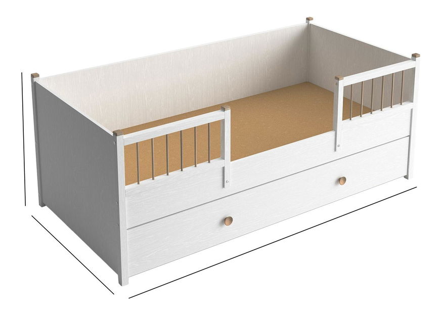 Jednolůžková postel Franc 73 (bílé dřevo)