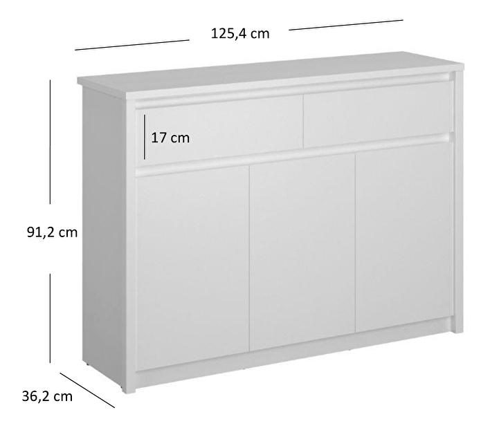 Komoda Ethan 3D2S (bílá)