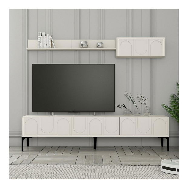 Sada nábytku do obývacího pokoje Lyantela (krémová + černá)