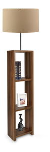 Stojanová lampa s policemi Astaresta 7 (světlohnědá + tmavé dřevo)