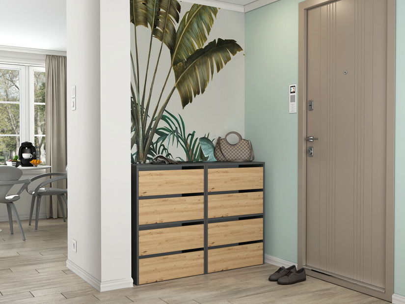 Botník (skříňka na boty) Metido 1 (antracit + dub artisan)