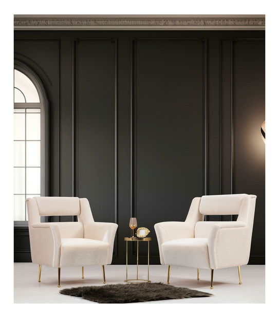 Křeslo Mirosulla (krémová + zlatá)