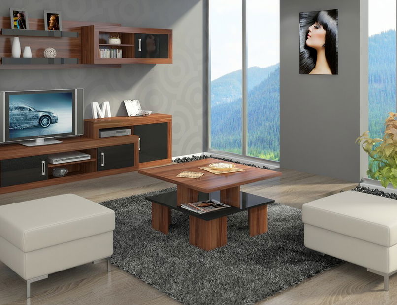 Konferenční stolek Sudbury 1 (švestka + lesk černý)