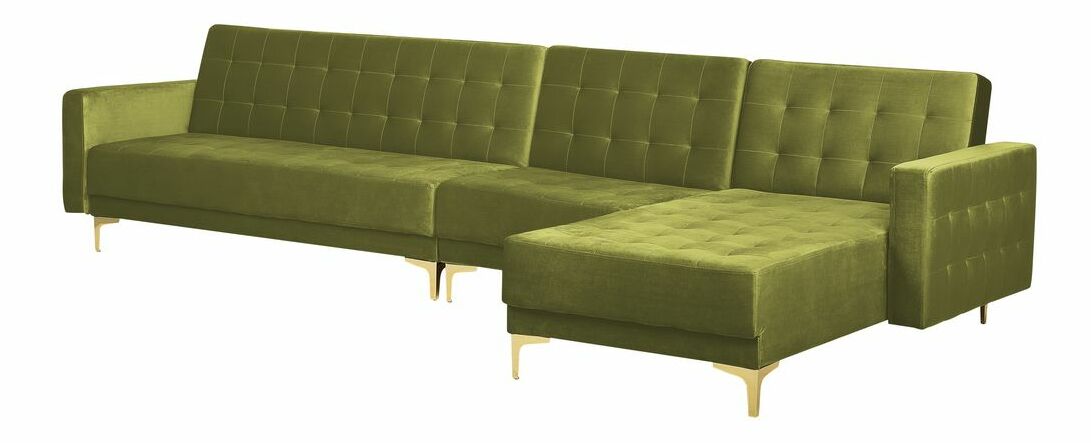 Rohová sedací souprava s taburetkou Aberde (zelená) (L)