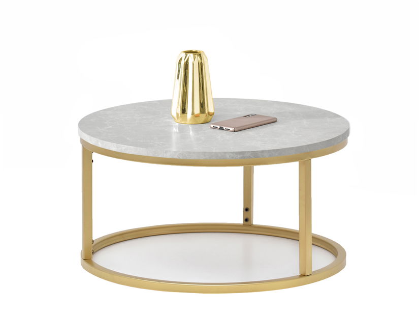 Konferenční stolek Kolja Stolek S (šedý mramor + zlatá)