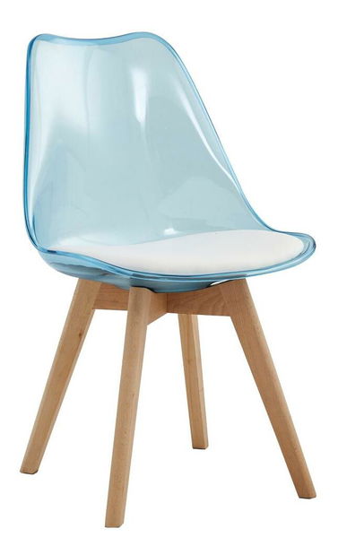 Jídelní židle Bralla 2 (transparentní + modrá + buk + bílá)
