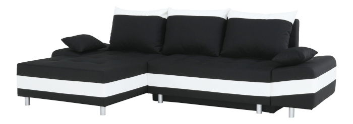 Rohová sedací souprava Peos černá + bílá (L)