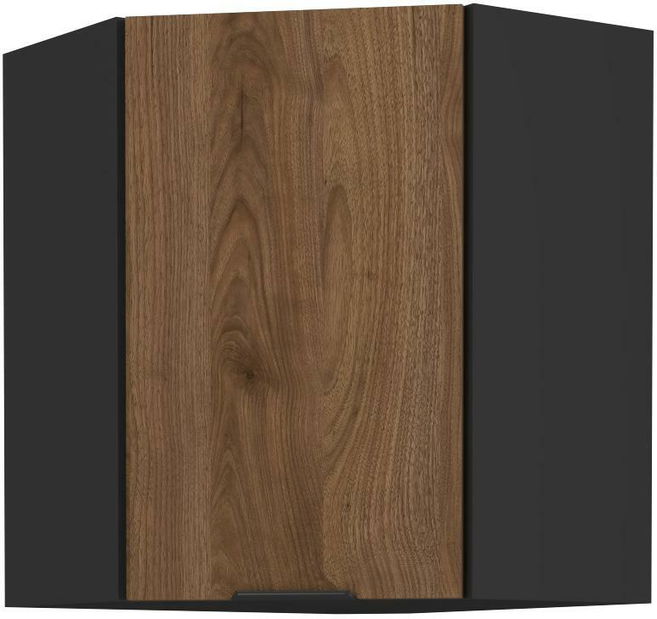 Horní rohová kuchyňská skříňka Manana 60x60 GN 72 1F 45 (korpus: černá matná + fronta: ořech okapi)