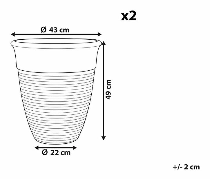 Sada 2 květináčů ⌀ 50 cm Katam (hnědá)