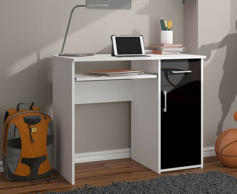 PC stolek Padma (bílá + černý lesk)