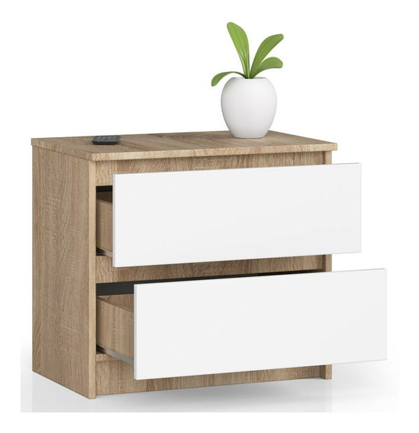 Noční stolek Kalista (dub sonoma + bílá)