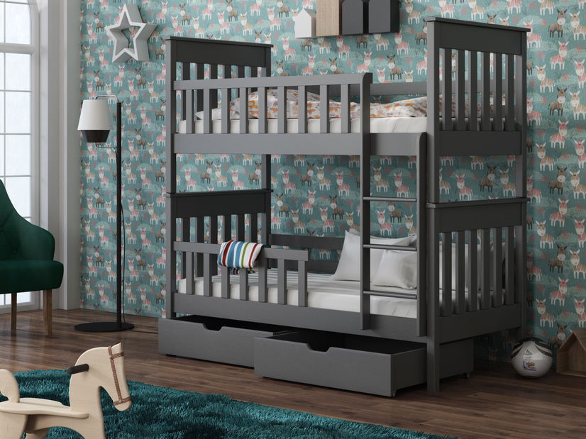 Dětská postel 80 cm Olive (s roštem a úl. prostorem) (grafit)