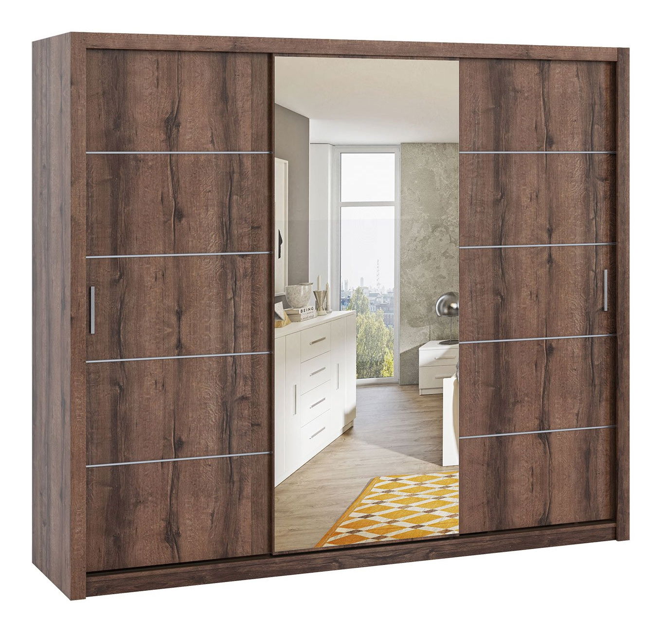 Šatní skříň Klary KE12 (dub monastery + zrcadlo)