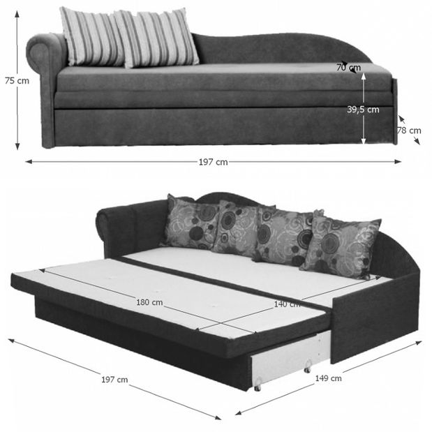 Pohovka Aga D arena hnědá (L)