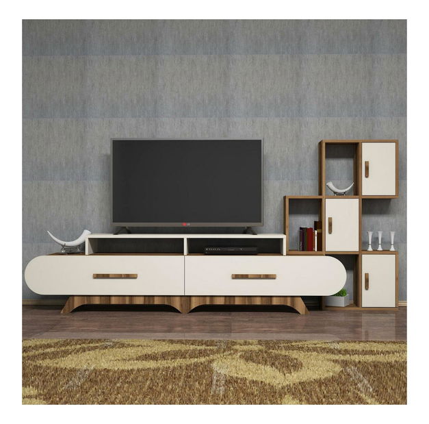 Obývací stěna Florian S (ořech + krémová)