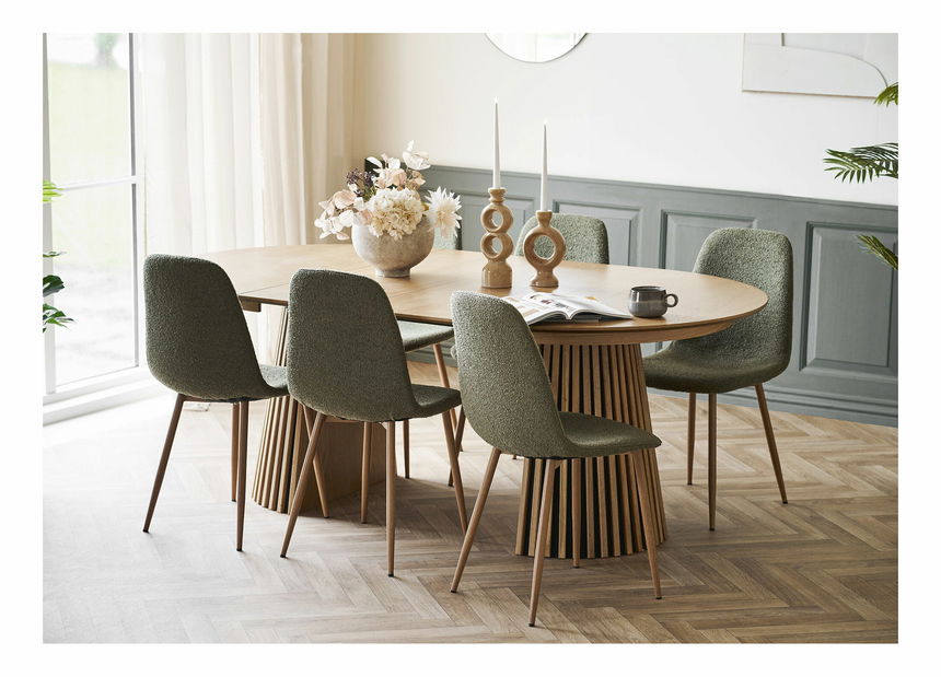 Jídelní set Odoria (dub + tmavě zelená)