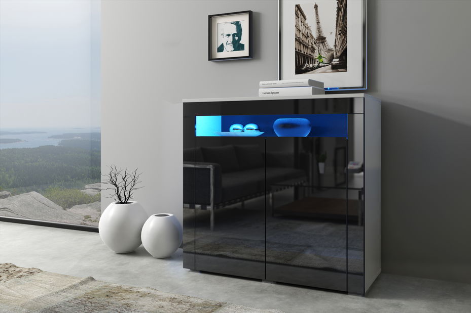 Vitrína Greta (černý lesk + bílá matná)