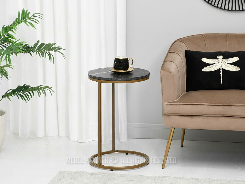 Konferenční stolek Corden (černý mramor + zlatá)