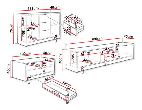 Nábytek do obývacího pokoje Rozoma I (bílý)
