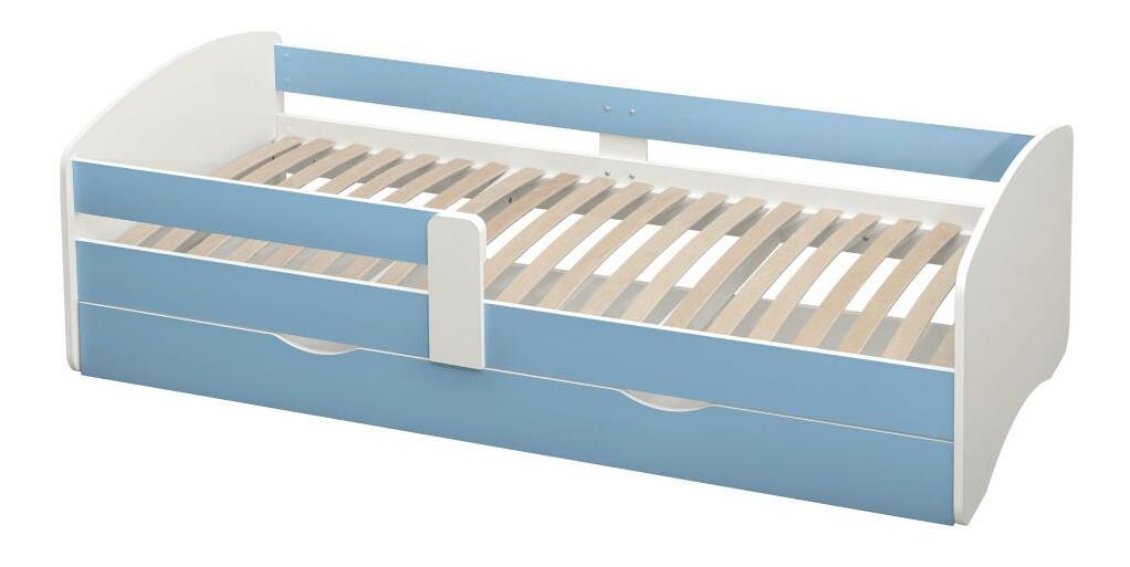 Jednolůžková postel 90 cm Carecen (modrá + bílá) (s roštem) (s úl. prostorem)