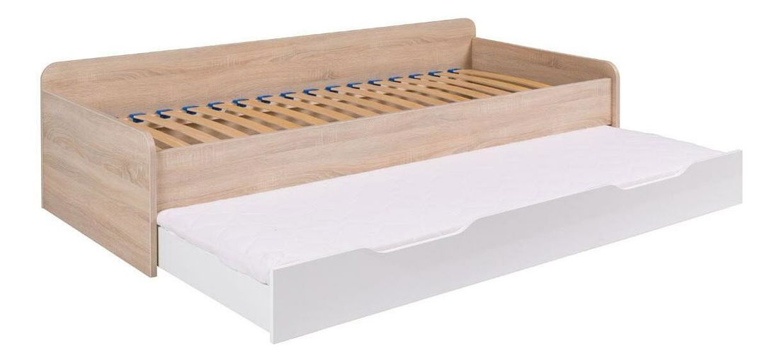 Jednolůžková postel 80 cm Telvera 1 (dub sonoma + bílá) (s roštem a matrací) (s úl. prostorem)